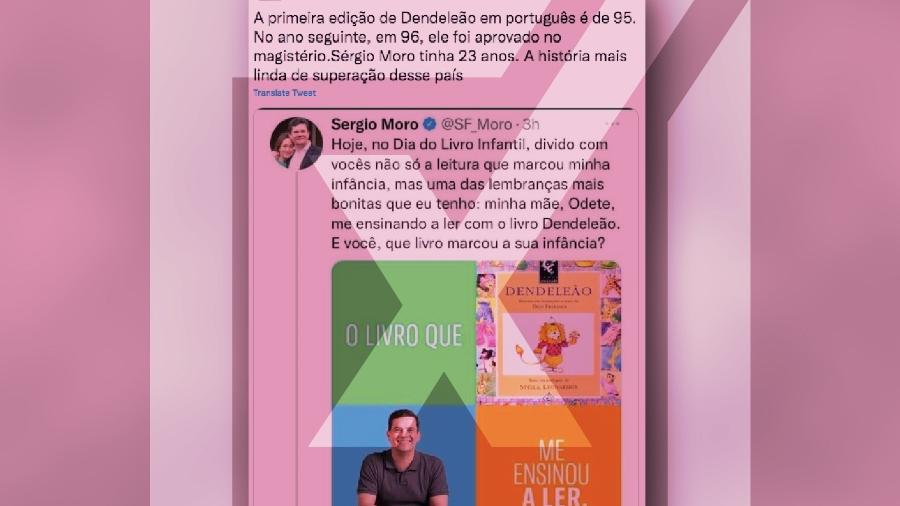 26.abr.2022 - Dendeleão, livro da infância de Moro, estava disponível no Brasil desde a década de 70 - Projeto Comprova