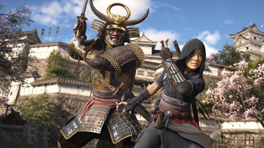 Samurai Yasuke e ninja Naoe, do jogo Assassin's Creed Shadows