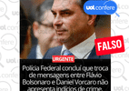 É falso que PF concluiu não haver crime em mensagens entre Flávio e Vorcaro