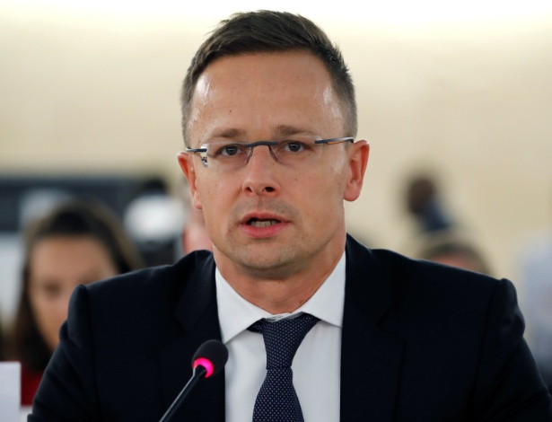 "A Hungria nunca será um país de imigrantes. Sempre protegeremos a segurança do povo húngaro", disse Peter Szijjarto perante o Conselho de Direitos Humanos da ONU - DENIS BALIBOUSE/REUTERS