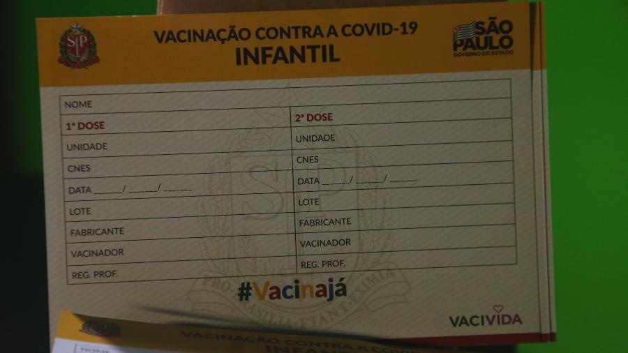 Comprovantes de vacinação infantil impressos pelo governo de São Paulo - Divulgação/Governo do Estado de São Paulo