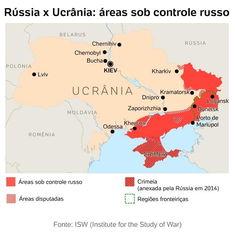     Russia x Ukraine map - Russian controlled and disputed territories 06/07 - Arte/UOL - Arte/UOL