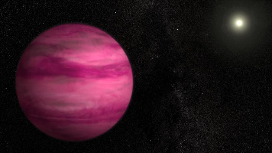 Concepção artística de um "super Júpiter" orbitando sua estrela; exoplaneta HIP 65426 b é um gigante gasoso a 355 anos-luz de distância da Terra - Nasa/S. Wiessinger