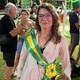 Nívia Sampaio com sua fantasia de Janja - com faixa presidencial, já que ela não se achava parecida com a primeira-dama - Arquivo Pessoal