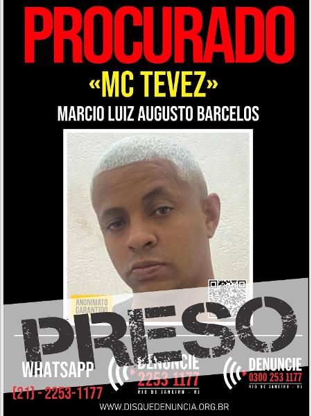 Marcio Luiz Augusto Barcelos, o MC Tevez, foi preso no Paraná, onde faria show