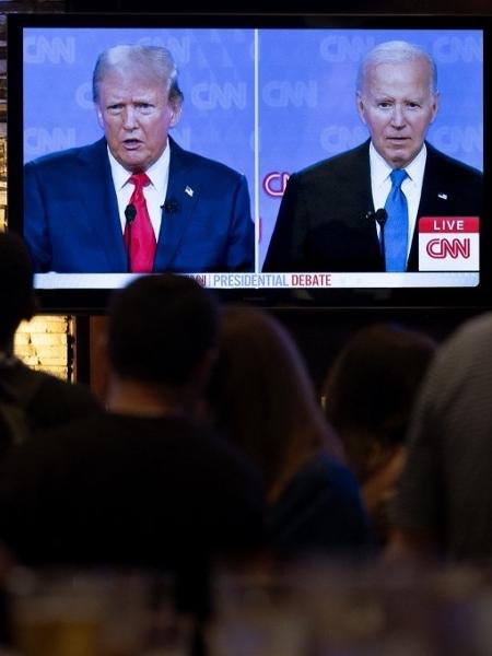 Trump e Biden no primeiro debate da campanha, no dia 27 de junho