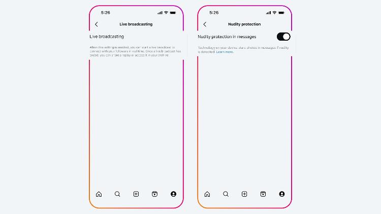 Recurso para desativar possibilidade de fazer transmissões ao vivo (lives) e proteção contra nudez em mensagens. Meta anunciou novidades para contas de adolescentes no Instagram