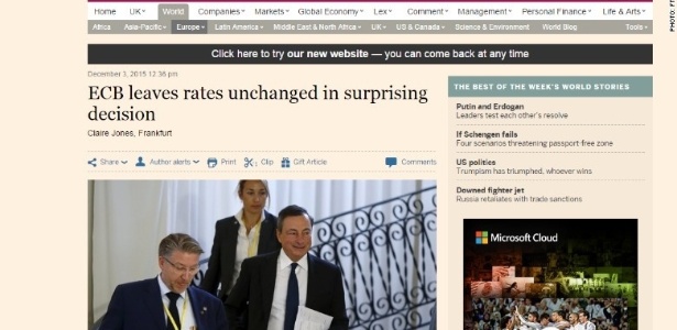 Reprodução da manchete do jornal "Financial Times" na internet  - Reprodução/CNN Money