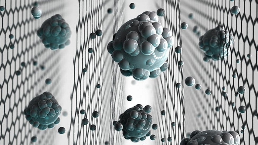 3.abr.2017 - Ilustração feita por pesquisadores do Reino Unido mostra como membrana de óxido de grafeno por separar o sal da água - Universidade de Manchester