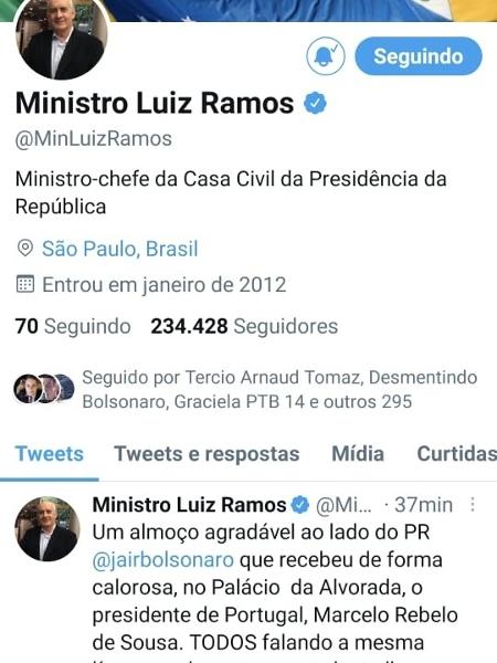 Ramos ainda se descreve como ministro da Casa Civil - reprodução/twitter