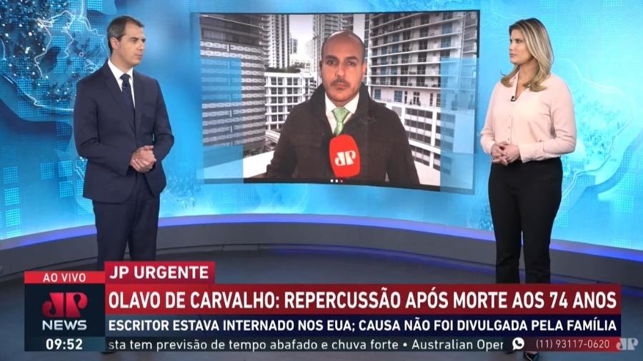 A morte de Olavo de Carvalho foi o principal assunto de todos os telejornais matinas da JP News - Reprodução