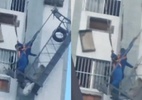 Trabalhadores ficam pendurados após andaime quebrar em prédio no Recife - Reprodução de vídeo