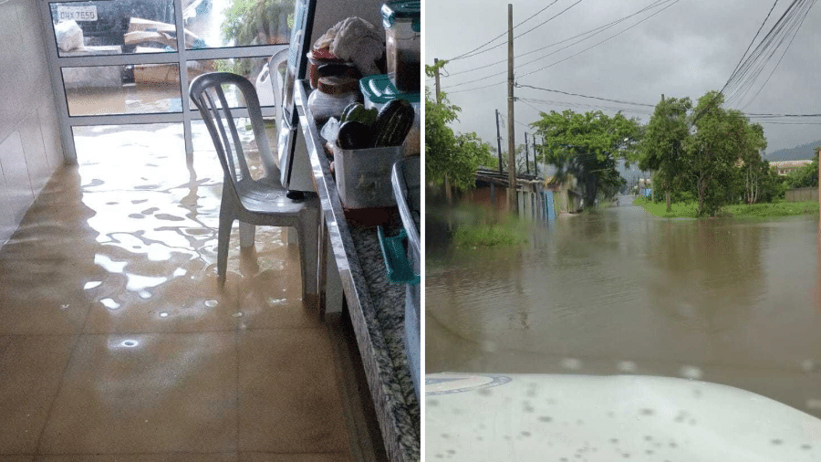 Áreas inundadas em Peruíbe na quarta-feira (8)  - Reprodução / Defesa Civil 