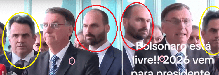 Vídeo com dublagem falsa de Bolsonaro (à dir) espelhou conteúdo original (à esq) Vídeo com dublagem falsa de Bolsonaro (à dir) espelhou conteúdo original (à esq)