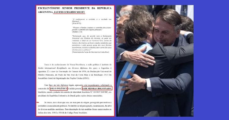 Carta em Bolsonaro pede asilo e abraço em Milei no dia da posse do argentino