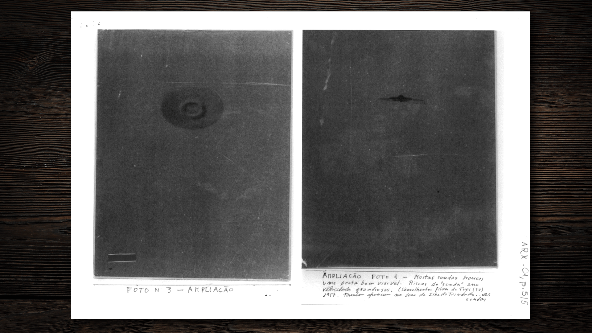 9.ago.2017 - Caso Barra da Tijuca, no Rio de Janeiro, em 1952: imagens entraram nos arquivos da Aeronáutica em 1954. Anos depois, o caso revelou-se uma fraude - Arte/UOL