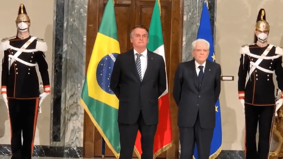 Jair Bolsonaro e o presidente da República italiana, Sergio Mattarella - Reprodução/Twitter @depheliolopes