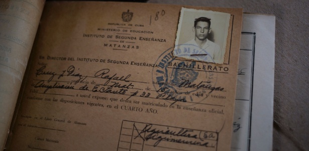 Histórico escolar de Rafael Cruz do ano de 1954, quando tinha cerca de 15 anos, em Matanzas (Cuba) - Lisette Poole/The New York Times