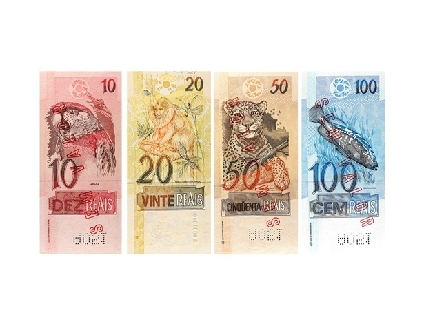 Brasil: Outras notas de real têm ainda a arara-vermelha, o mico-leão-dourado, a onça-pintada e a garoupa - Reprodução/Banco Central