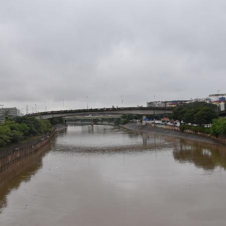 11.fev.2020 - O rio Tietê, um dia após as fortes chuvas que causaram o transbordo do rio e inundação na marginal - Roberto Casimiro/Estadão Conteúdo