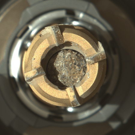 Detalhe da terceira rocha coletada pelo rover Perserverance, em Marte - NASA/JPL-Caltech/ASU