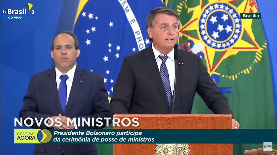 31 de mar. 2022 - Presidente Jair Bolsonaro discursa em cerimônia de despedidas de ministros - Reprodução/TV Brasil