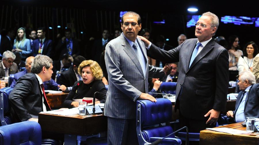 Jader Barbalho e Renan Calheiros em foto de 2017 - Moreira Mariz/Agência Senado