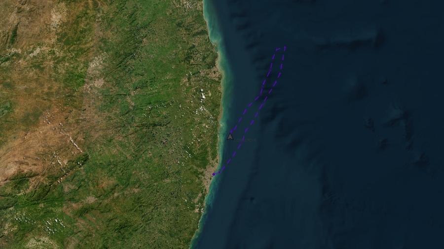 Última localização do navio de carga Concórdia, que seguia para Fernando de Noronha quando sumiu do radar, é vista perto da ilha de Itamaracá