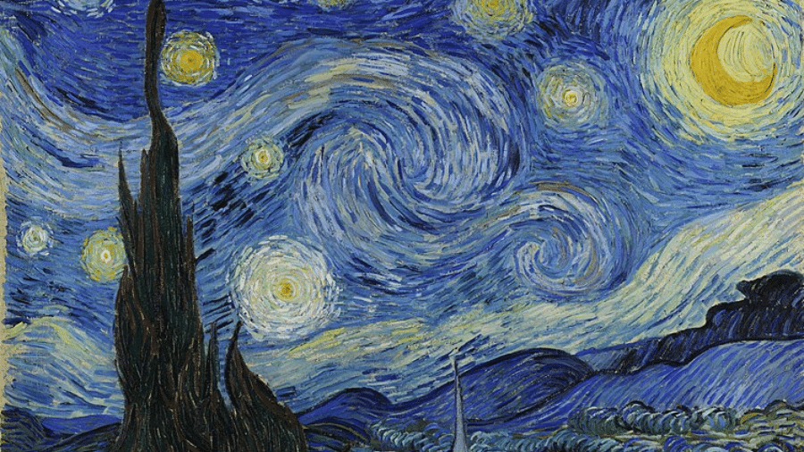 Detalhe do céu pintado por van Gogh na obra "A noite estrelada", de 1889. Os redemoinhos foram estudados por físicos em novo estudo publicado esta semana