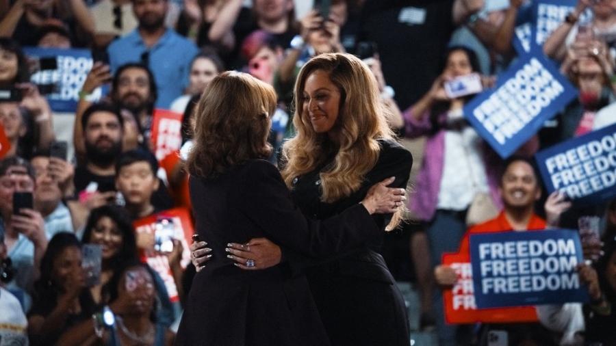 Beyoncé discursou em um comício de Kamala em Houston, no Texas, em 25 de outubro