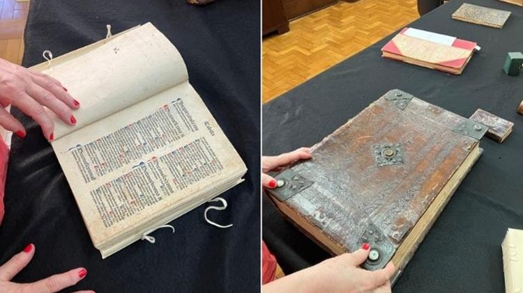 Livros mais 'antigos que o Brasil': de 1477 (à esq.) e 1493 (à dir.)