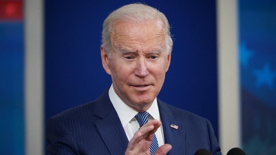 1º.dez.2021 - O presidente dos EUA, Joe Biden, em discurso na Casa Branca, em Washington (DC) - Mandel Ngan/AFP