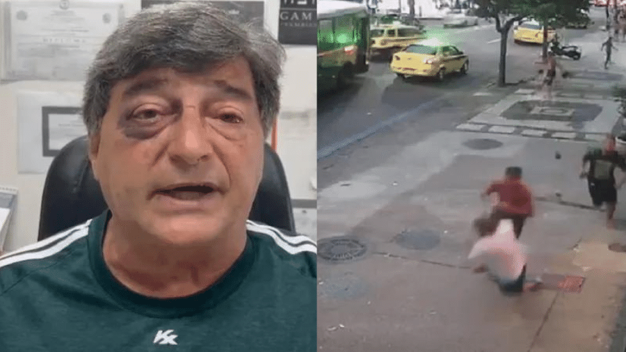 Um homem foi agredido e ficou desacordado na Avenida Nossa Senhora de Copacabana, zona sul do Rio de Janeiro, no sábado (2) - Reprodução/Band