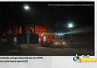 Fumaça e chamas em prédio de laboratórios na UFPE após incêndio
