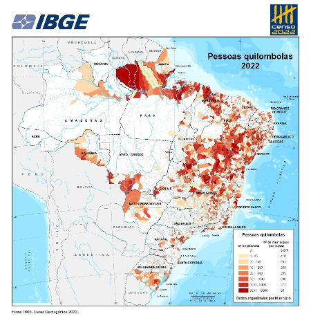 Cartograma do IBGE indica onde vivem os quilombolas no Brasil