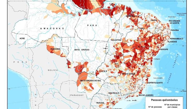 Cartograma do IBGE indica onde vivem os quilombolas no Brasil pela primeira vez