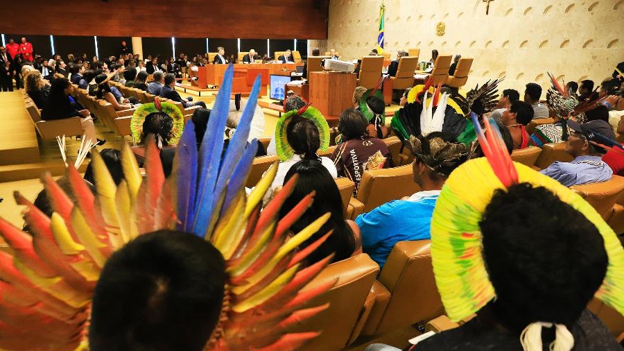 Indígenas participaram de sessão plenária do STF que debatia a tese do Marco Temporal