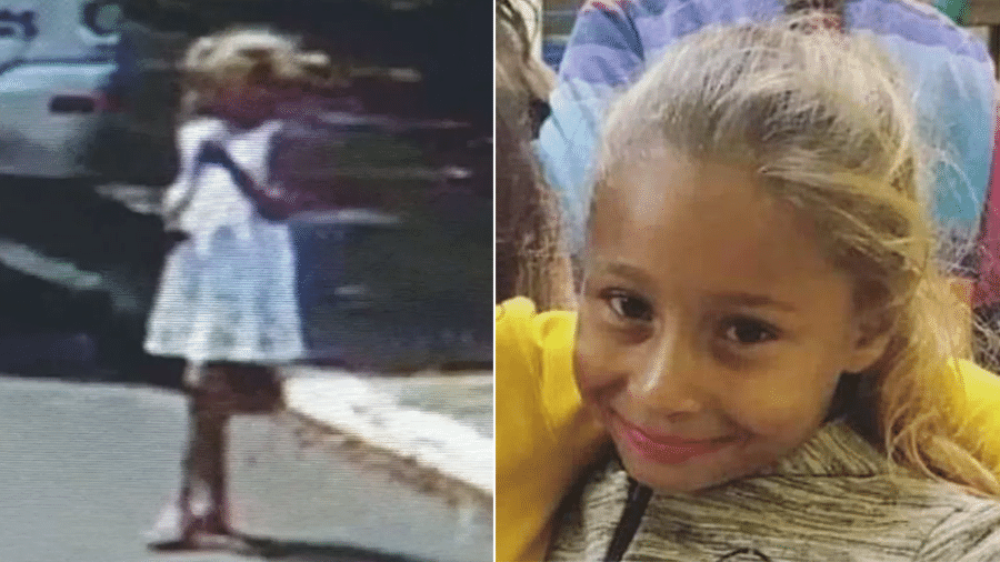 A menina Emanuelle, de 8 anos, vista em imagens de câmera de segurança antes de desaparecer no dia 10 de janeiro em Chavantes, no interior de SP - Câmeras de segurança/Arquivo pessoal