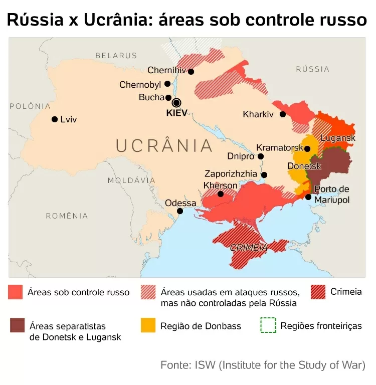 Mapa Rússia invade a Ucrânia - 26.02.2022 - Arte/UOL - Arte/UOL