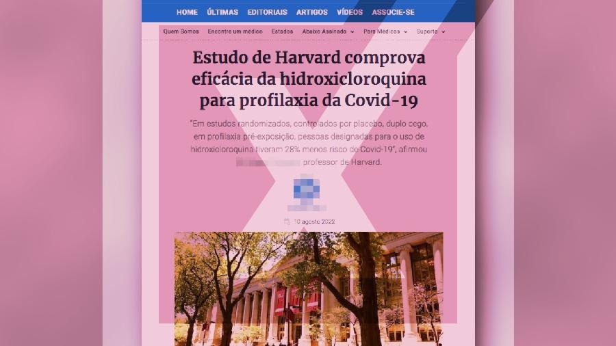 23.ago.2022 - É enganoso que estudo de Harvard comprovou eficácia de hidroxicloroquina na prevenção da covid-19 - Projeto Comprova
