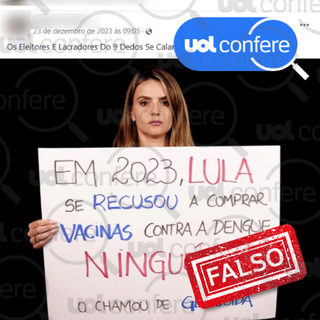 05.jan.2024 - Em dezembro de 2023, o Ministério da Saúde anunciou que a vacina contra dengue foi incorporada ao SUS