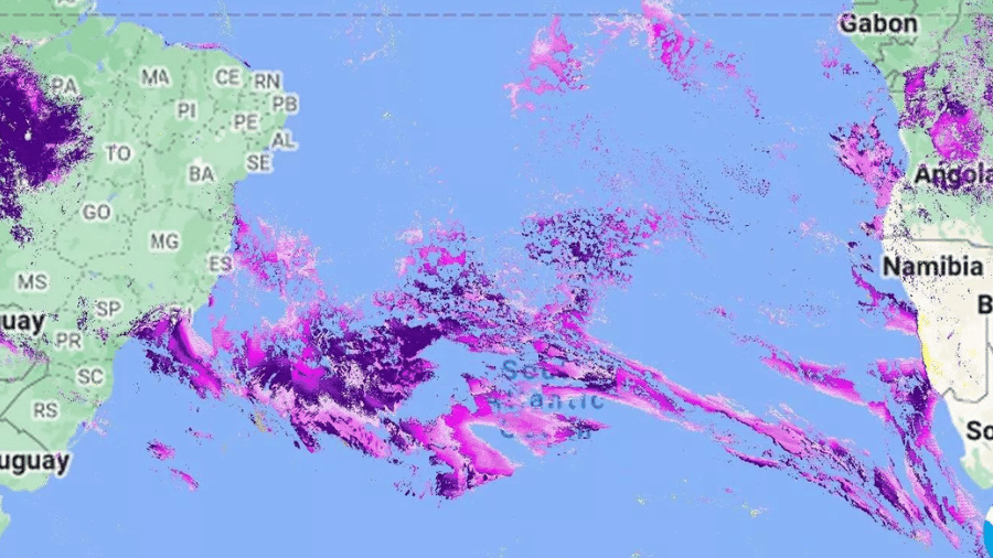 Caminho da fumaça do Brasil à África - NOAA/MetSul