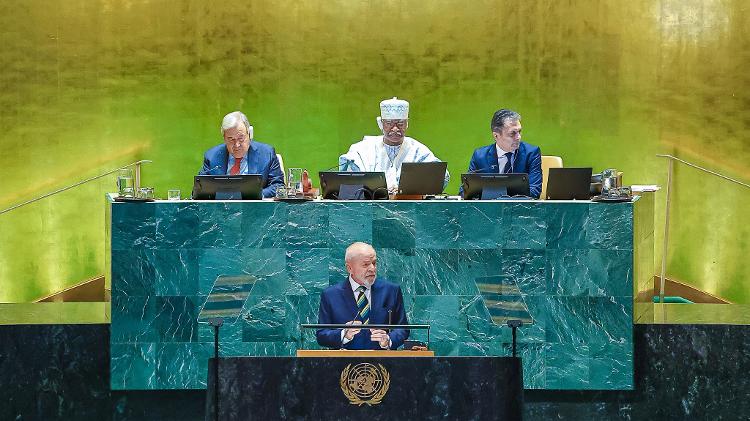 Lula discursa durante a abertura da Assembleia Geral da ONU, em Nova York