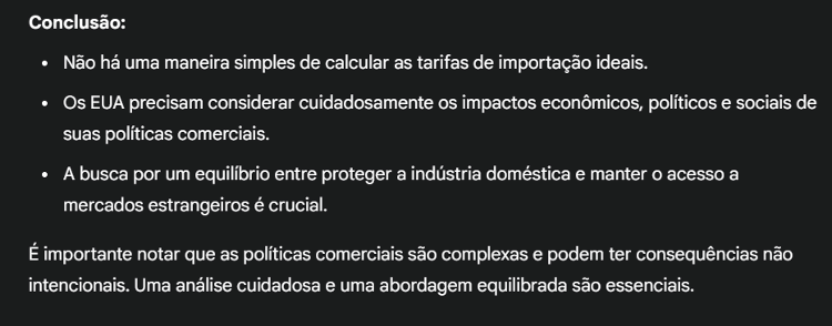Como Gemini pensou sobre tarifas