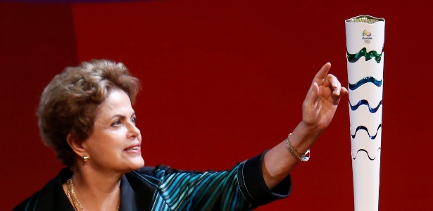 Dilma Rousseff durante o lançamento da tocha para a Rio 2016, em julho de 2015