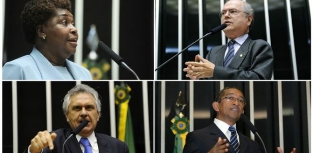 Benedita da Silva (PT-RJ), Alfredo Kaefer (PSL-PR.), Ronaldo Caiado (DEM-GO) e Vicentinho (PT-SP) em discursos em plenário: estudo analisou teor de mais de 120 mil intervenções - Agência Câmara