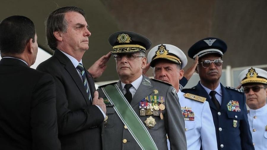 Militares prestam continência a Bolsonaro. NYT diz ver risco de golpe militar - Presidência da República