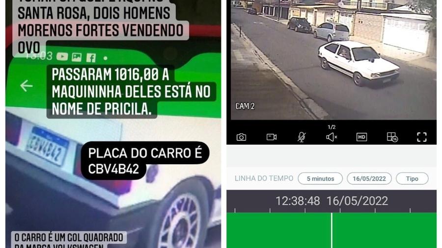 A passagem do carro de ovos pela rua do bairro Santa Rosa foi flagrada por uma câmera de monitoramento e a filha do casal postou um alerta nas redes sociais - Arquivo Pessoal
