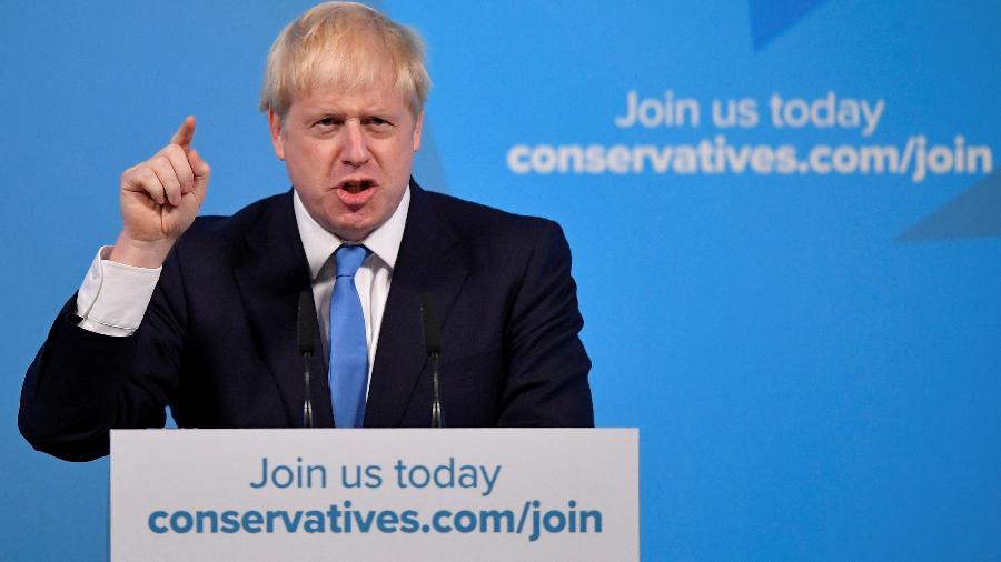 Boris Johnson discursa durante seu anúncio como novo líder do Partido Conservador - Toby Melville/Reuters
