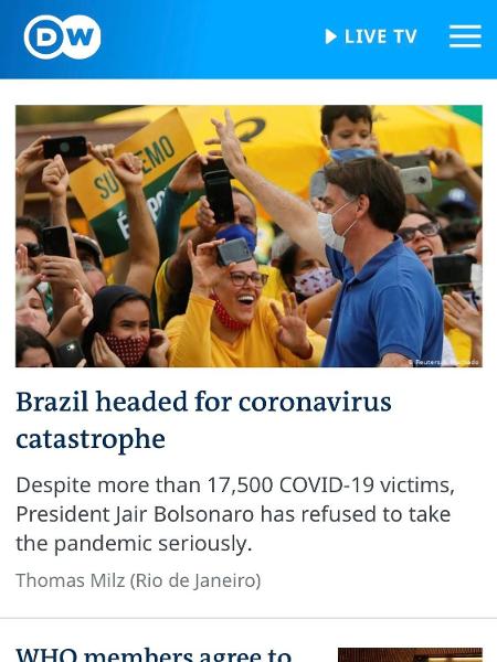 Surto no Brasil aprofunda imagem negativa do governo pelo mundo - Reprodução